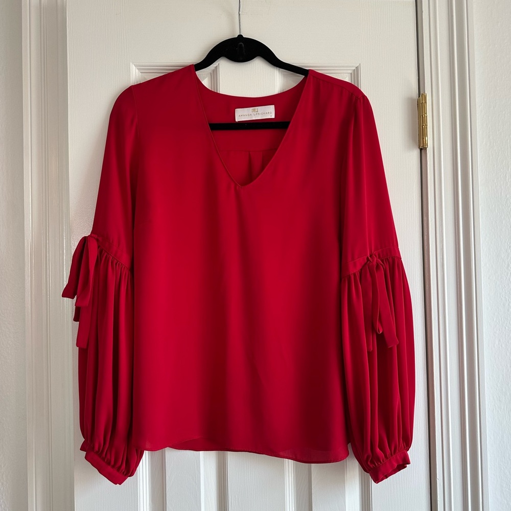 Amanda Uprichard Red Long Sleeve Blouse Size M in perfect condition doesn’t fit
